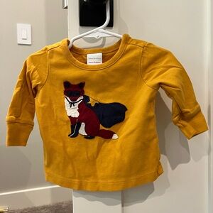 Hanna Andersson Yellow Long Sleeve Tee with Fox Design